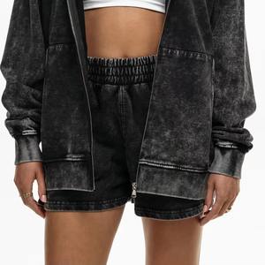 Nuevo Conjunto de Sudadera con Capucha y Pantalones Cortos Casuales para Mujer, Otoño-Invierno, con Logotipo Personalizado, Color Sólido, por Encima de la Rodilla, 100% Algodón, Cálido, Transpirable, Corte Holgado - Product Image 3