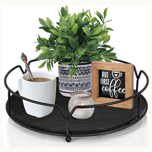 Plateau tournant en bois paresseux Susan robuste organisateur de cuisine comptoir épices et garde-manger bac de rangement pivotant étagère plateau d'affichage - Product Image 5