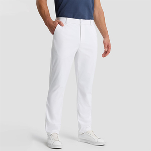 Men's White Solid Color <b>Spandex</b>/Nylon & 100% Cotton Casual <b>Pants</b> Elastic Waist Four-Way Stretch Quick Dry Breathable Style - Product Image 3