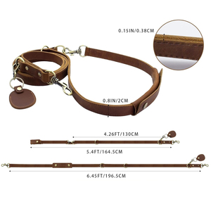 Heavy Duty German Shepherd Walking <b>Training</b> Usage Best Quality Leather Dog Leash Handsfree Adjustable Waist Leather Dog Leash - Product Image 2