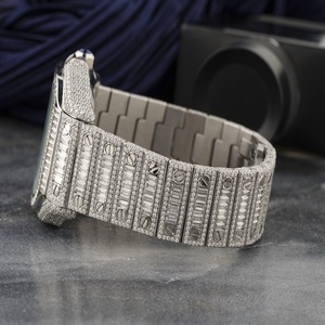 Montre de luxe Moissanite sertie de pierres, cadran carré baguette, chiffres romains, bijoux Hip Hop, montre éblouissante - Product Image 2