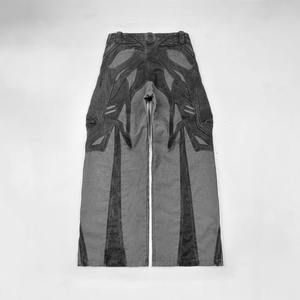 Cargo High Street Wear Heavyweight Mid Waist Embroidered Denim <b>Jeans</b> <b>Men</b> Distressed Baggy <b>Flared</b> Pants Gothic - Product Image 6