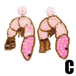 Pendientes de Aro con Forma de Pez Estilo Bohemio para Mujer, con Cuentas de Resina Rosa, Joyería para Fiesta, Chapado en Bronce Antiguo - Product Image 1
