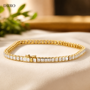 Half Bezel Moissanite Women's Bracelets 10K Plated Rose <b>Gold</b> Princess Diamond Engagement Gift Bracelets Jewelry - Product Image 4