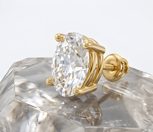 Oval Diamond <b>Earrings</b> Four Claw <b>Stud</b> <b>Earrings</b> Gold Tone Oval Cut Jewelry for Wedding Party - Product Image 2