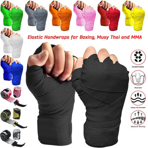 Vendas elásticas para boxeo con lazo para el pulgar, vendas para kickboxing de 4 metros de largo, correa para la muñeca con opción de logotipo personalizado, rojo, negro, azul - Product Image 5
