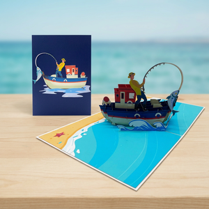 การ์ดอวยพรรูปเรือตกปลา 3 มิติ สไตล์เวียดนาม ยี่ห้อ Viet-craft ผลิตด้วยกระดาษทำมือ พิมพ์ออฟเซ็ต ลายมหาสมุทร ของขวัญ - Product Image 5