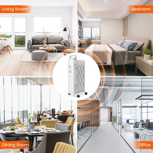 Calentador Eléctrico de 1500W con Ruedas Universales, 3 Niveles de Calor, Relleno de Aceite - Para el Hogar o la Oficina - Product Image 6