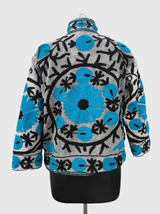 Hand Embroidered Floral Cotton Mandarin Collar Jacket Full Sleeve Regular Length Adult Women'<b>s</b> Spring Wear Prairie Chic Style - Product Image 5