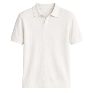 Polo tricoté pour homme Tony, manches courtes, coton premium texturé, coupe ajustée, décontracté, élégant, pour l'été, respirant, vente en gros - Product Image 1