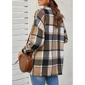 Camisas de Franela Casuales a la Moda para Mujer, Chaqueta de Franela a Cuadros de Otoño, Chaqueta de Manga Larga con Botones, Blusa Reversible Moderna - Product Image 5