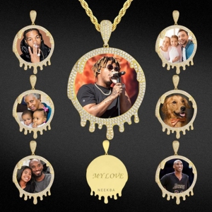 Pendentif photo rond personnalisé en argent 925 avec moissanite VVS, style Hip Hop, idée cadeau unique - Product Image 6