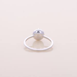 Bague de fiançailles/mariage en or blanc/rose et or jaune 14 carats avec halo de diamants roses ronds certifiés IGI et design demi-sertissage - Product Image 3