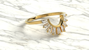 Luxury 18K Gold Baguette Diamonds Wedding Band U Shaped <b>Ring</b> <b>Stacking</b> Promise <b>Ring</b> Band Jewelry Fine Jewelry For Women - Product Image 3