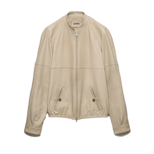 Men's genuine Leather Zip <b>Jacket</b> Luxury Lambskin Blouson <b>Jacket</b> premium Leather Outerwear Custom OEM private label manufacturer - Product Image 1