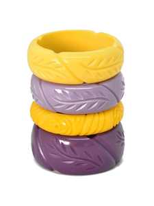 Ensembles de bracelets en résine sculptée de haute qualité, motif végétal, empilables, unisexe, bijoux en résine violet, rose, noir, bijoux de mode - Product Image 5