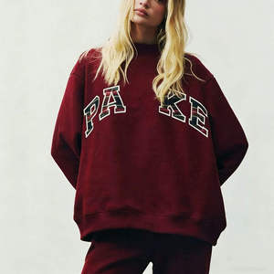 เสื้อสเวตเชิ้ต PARKE แบบ unisex พิมพ์ลายปักตัวอักษรสีสันสดใส สไตล์สตรีทแวร์ สำหรับฤดูหนาว ผ้าฝ้าย 100% ทรงโอเวอร์ไซส์ คอกลม แขนยาว ชุด 2 ชิ้น - Product Image 4