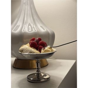 Bol à dessert vintage en métal, coupelle à glace en acier inoxydable, plat à sundae sur piédestal argenté, bol à sorbet durable, coupelles à salade de fruits - Product Image 3