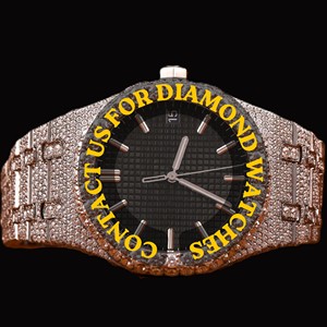 Montre en or blanc de haute qualité avec diamant moissanite de forme ronde, pour mariage et soirée, cadran noir pour homme, montre à quartz à prix abordable - Product Image 2