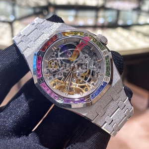 Montre de luxe unisexe pour homme avec diamants en moissanite, bracelet en caoutchouc, boîtier en or blanc, étanche 5 BAR, mouvement mécanique, style hip-hop - Product Image 3