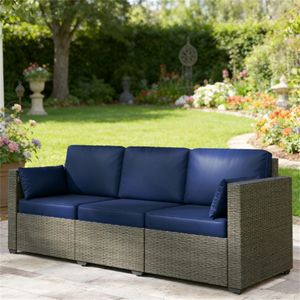 Sofá Doble para Exteriores Color Azul Marino Willow para Jardín, Patio y Terraza - Ideal para Áreas de Jardín y Piscina - Product Image 1