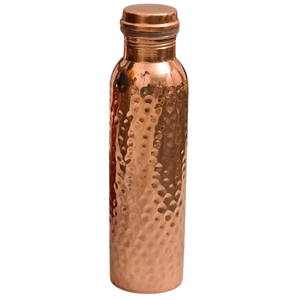 Bouteille d'eau 100% cuivre pur, design martelé artisanal, anti-fuite, récipient ayurvédique pour la santé, le yoga, la gym et les voyages, écologique - Product Image 3