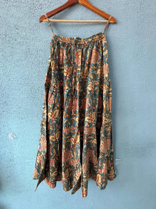 Handmade Hand Block Cotton <b>Skirt</b> <b>Elastic</b> <b>Waist</b> Breathable Traditional Block Print Sustainable Casual Clothing One Size - Product Image 4