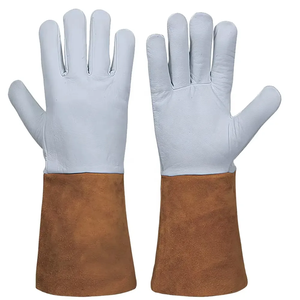 Guantes de soldadura TIG de cuero de primera calidad, resistentes, hechos a medida, guantes de soldadura de cuero vacuno. - Product Image 5