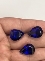 Tanzanita Natural en Forma de Pera, Azul Real de Alta Calidad, Juego de Tres Piezas, 65.00 Quilates, Gema Suelta, Certificada por IGI, Corte Excelente