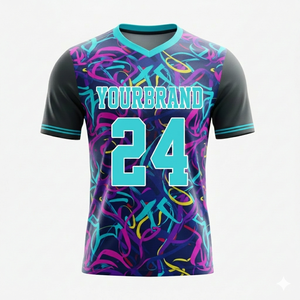 Camiseta de Fútbol Sublimada de la Marca [Tu Marca], Cuello en V, Manga Corta, Secado Rápido, Poliéster, Unisex para Adultos, Todas las Temporadas, Corte Regular - Product Image 1