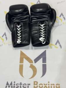 Guantes de Boxeo de Primera Calidad al por Mayor, Fabricados en Cuero Genuino Negro, Guantes de Entrenamiento y Sparring con Cordones - Product Image 5