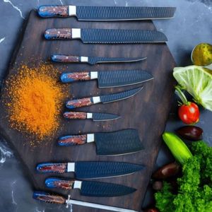 Ensemble de couteaux de cuisine professionnels avec lames en acier inoxydable tranchantes, manches ergonomiques pour la cuisine à domicile, la préparation des aliments et des légumes - Product Image 5
