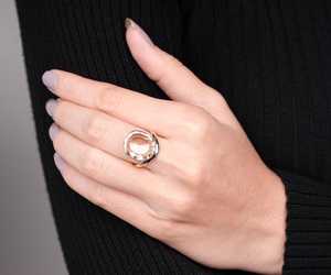 Bague solitaire incurvée en or massif 14 carats avec diamant de laboratoire ovale taille rose de 2,00 carats CVD, cadeau de promesse pour elle - Product Image 4