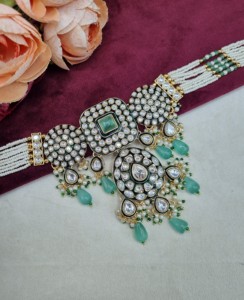 Elegant Kundan <b>Pearl</b> Strand Choker <b>Necklace</b> <b>Set</b> With Earrings And Mangtika Traditional Ethnic Festive Wear Jewellery Collections - Product Image 5