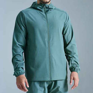 Survêtement à capuche pour homme, couleur turquoise, fermeture éclair intégrale, polyester léger, vêtements de sport décontractés, coupe régulière, poches latérales, saison printemps - Product Image 5