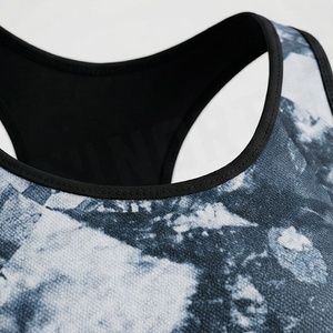 Conjunto de yoga de 2 piezas para mujer, top corto con espalda cruzada, leggings de cintura alta y largo completo, estampado de mármol azul - Product Image 4