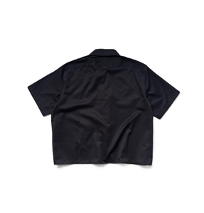 Camisa de Hombre Negra de Manga Corta Estilo Chino con Cuello Mao, Tejida, Corte Regular, Color Sólido, Logotipo Frontal Personalizado - Product Image 2