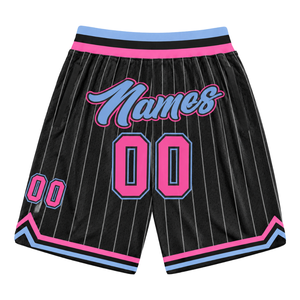 Shorts de basket-ball en mesh sublimé noir et rose pour hommes, tissu respirant, shorts de sport athlétiques, uniforme d'équipe, vêtements de match - Product Image 2