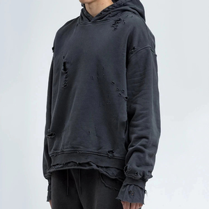 Winter Casual Wear Heavyweight Regular Streetwear Men Custom Sun Faded Distressed Vintage Acid Wash Pullover <b>Hoodie</b> For Men - Product Image 2
