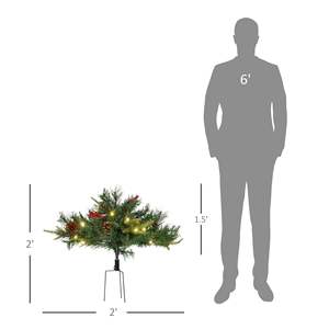 Juego de 2 Árboles de Navidad de 2 Pies con Luces LED Blancas Cálidas para Jardines Exteriores - Decoraciones Navideñas Duraderas y Atractivas - Product Image 4