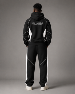 Conjunto Deportivo Fly Humble para Hombre, Color Negro y Blanco, Sudadera con Capucha y Pantalones Largos, Estilo Urbano, con Bolsillos Laterales - Product Image 6