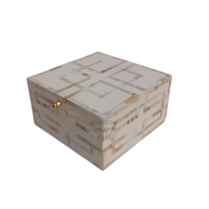 Boîte en nacre incrustée de os, artisanale de qualité supérieure, organisateur de bijoux multifonctionnel, coffret cadeau décoratif, accent décoratif pour la maison - Product Image 3