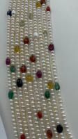 Perles d'eau douce semi-précieuses 100 % naturelles avec 10 rangs de pierres précieuses Navratna, perles lisses pour la création de bijoux.