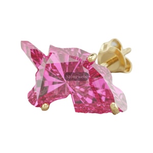 Regalos de Navidad, Pendientes de Diamante Rosa de Laboratorio de 5 Quilates con Certificación GIA IGI, Diseño de Unicornio, Oro Fino 925, Plata de Ley Chapada, para Él - Product Image 1
