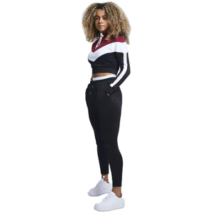 Stripes Track Suits China Trade Buy Women's Long Sleeve Crop Tops Hoodie Sweatshirt Trousers Gym Sports Tracksuit Set - Product Image 4