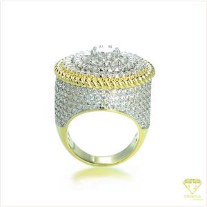 Anillo de lujo de plata 925 con diamantes cultivados en laboratorio, diseño bicolor, joyería premium para compradores mayoristas - Product Image 3