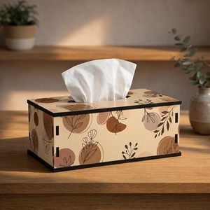 Leaf Print <b>Tissue</b> Box Cover Wooden Look Napkin Holder Decorative <b>Tissue</b> Case for Home Office Car - Product Image 1