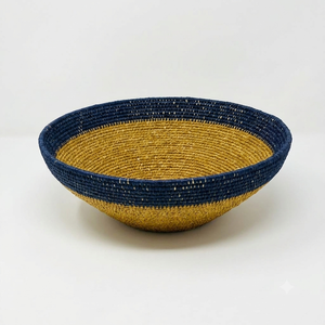 Cuenco Redondo de Mimbre Tejido Estilo Bohemio, Azul Natural, para Servir, Decorativo, para Mesa de Comedor, para Guardar Objetos - Product Image 3