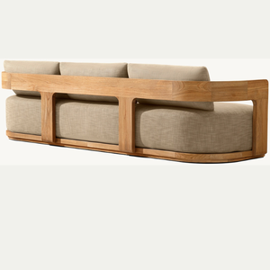 Canapé en teck le plus vendu, avec structure en bois et assise en mousse souple, design moderne, idéal pour le salon d'une maison ou d'une villa - Product Image 1