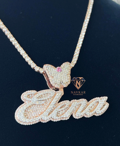 Iced Out Hiphop Diamond Round Brilliant Cut Letter Pendant 925 Sterling <b>Silver</b> <b>Silver</b> Plated for Men Women Luxury Rapper Jewelry - Product Image 6